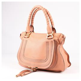 Chloé-Chloe Marcie Leather Medium Satchel Bag in Salmon Pink-Pink