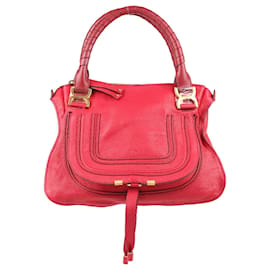 Chloé-Bolso satchel mediano de cuero Chloe Marcie en rojo frambuesa-Roja