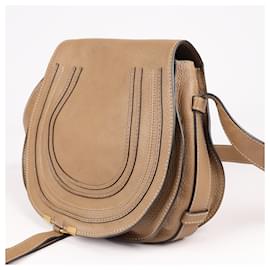 Chloé-Chloé Taupe Large Marcie Leather Crossbody Bag-Other