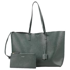 Saint Laurent-Saint Laurent Paris Sac Shopping Leather Tote bag in Forest Green 600281-Green