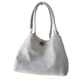 Off White Borsa toggle in pelle bianca Argento
