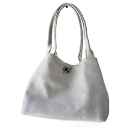 Off White-White leather toggle bag-Silvery