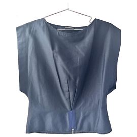 Top Emporio Armani in cotone blu Argento