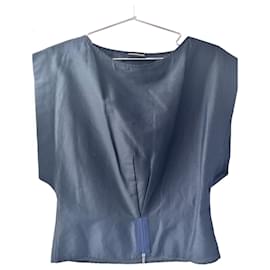 Emporio Armani-Blusa de algodão marinho Emporio Armani-Prata