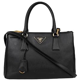 Prada-Prada Black Saffiano Leather Galleria Handbag-Black