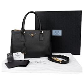 Prada-Prada Black Saffiano Leather Galleria Handbag-Black