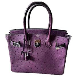 Hermès-Birkin 30 de avestruz-Púrpura