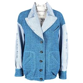 Chanel-New 2022 Turquoise Tweed Relaxed Jacket-Blue