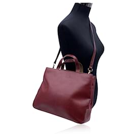 Autre Marque-Borsa a tracolla tote vintage in pelle bordeaux-Bordò