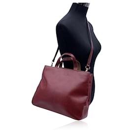 Autre Marque-Vintage Burgundy Leather Tote Shoulder Bag-Dark red