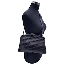 Emilio Pucci-Vintage Schwarze gesteppte Umhängetasche aus Leder mit Rahmen-Schwarz