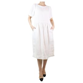 Autre Marque-White frayed edge linen midi dress - size S-White