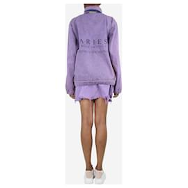 Autre Marque-Purple distressed denim mini skirt and jacket set - size XS-Purple