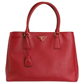Prada-Sac Galleria en cuir saffiano rouge à poignée supérieure de taille moyenne-Rouge