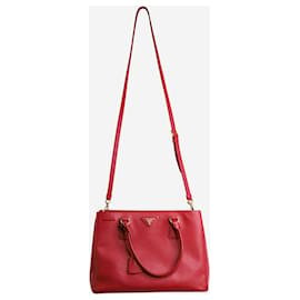 Prada-Rote mittelgroße Galleria-Tasche aus Saffiano-Leder mit Henkel-Rot