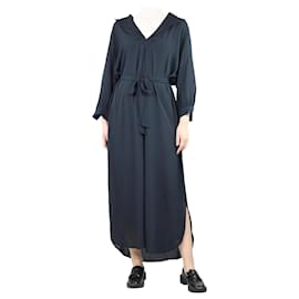 Autre Marque-Vestido maxi preto com decote em V e cinto - tamanho S-Preto