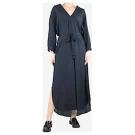 Autre Marque-Vestido largo negro con escote en V y cinturón - talla S-Negro