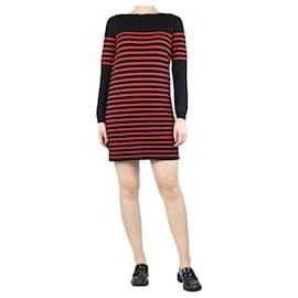 Louis Vuitton-Abito in maglia a righe nere e rosse con collo ampio - taglia UK 10-Nero