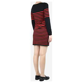 Louis Vuitton-Vestido de punto de cuello ancho a rayas negro y rojo - talla UK 10-Negro