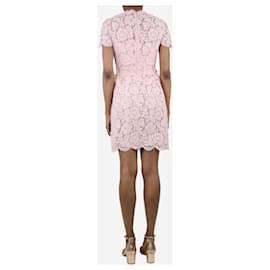 Valentino-Pink short-sleeved lace midi dress - size UK 6-Pink