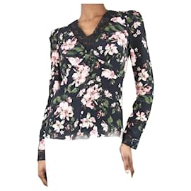 Erdem-Blouse noire bordée de dentelle florale - taille UK 6-Noir