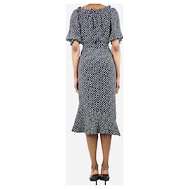 Autre Marque-Vestido midi de seda negro con lunares - talla UK 4-Negro