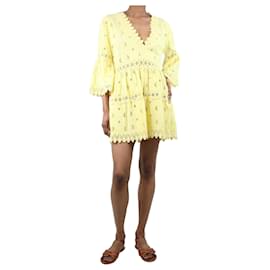 Melissa Odabash-Mini vestido amarelo com acabamento em renda - tamanho XS-Amarelo