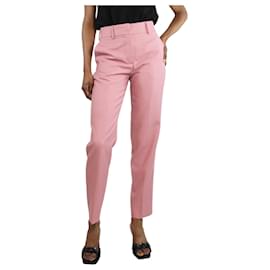 Burberry-Pink straight-leg wool-blend  trousers - size UK 6-Pink