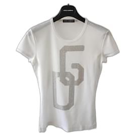 Dolce & Gabbana-T-SHIRT DOLCE & GABBANA EN JERSEY DE COTON AVEC IMPRIMÉ DG.-Blanc