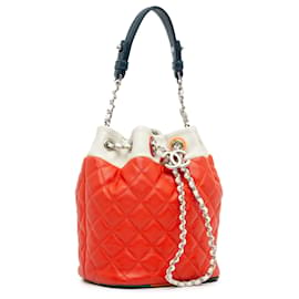 Chanel-Chanel Red Quilted Lambskin Cuba Drawstring Bucket-Red