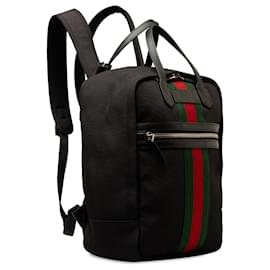 Gucci-Gucci Black Canvas Techno Web Backpack-Black
