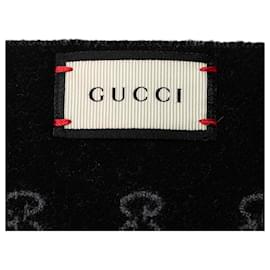 Gucci-Bufanda de lana gris con GG de Gucci-Gris