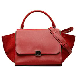 Céline-Celine Red Medium Trapeze Bag-Red