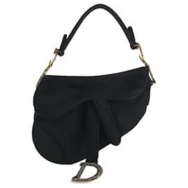 Dior-Sac porté épaule en velours noir Mini Saddle Dior-Noir