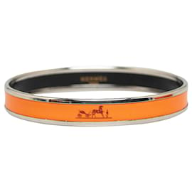 Hermès-Bracciale rigido smaltato stretto arancione Caleche di Hermès-Argento,Arancione