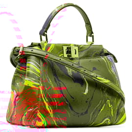 Fendi-Fendi Red Mini Marbled Peekaboo Satchel-Red