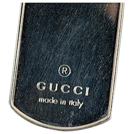 Gucci-Gucci – Halskette mit Dog Tag-Anhänger und silberner Einfassung-Silber