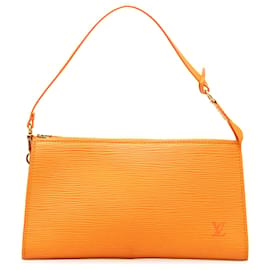 Louis Vuitton-Acessórios Louis Vuitton Orange Epi Pochette-Laranja