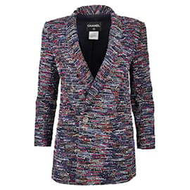 Chanel-CC Knöpfe Pailletten Tweed Jacke-Mehrfarben