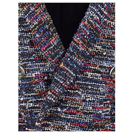 Chanel-Veste en tweed à sequins avec boutons CC-Multicolore