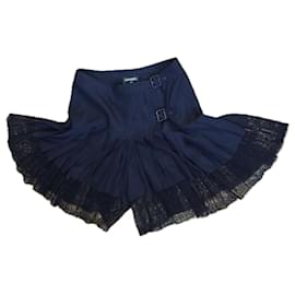 Chanel-Paris / Edinburgh Runway Silk Shorts / Skirt-Navy blue