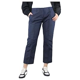Prada-Navy blue silk-blend trousers - size UK 12-Blue