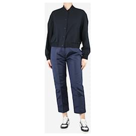 Prada-Navy blue silk-blend trousers - size UK 12-Blue