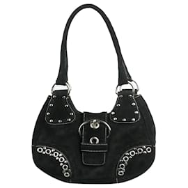 Prada-Black suede studded bag-Black