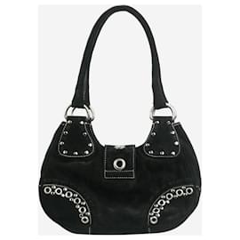 Prada-Black suede studded bag-Black
