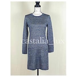 Chanel-Vestido de Cachemira con Brillo París / Bizancio-Azul