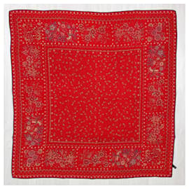 Pierre Cardin-Pañuelo de seda rojo vintage Pierre Cardin de los años 70.-Roja