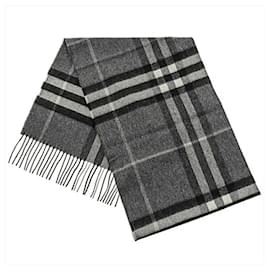 Burberry-BURBERRY Giant Check cashmere scarf new 100%-Grey