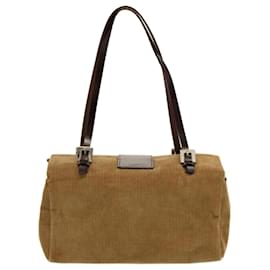 Fendi-FENDI Mamma Baguette Hand Bag Corduroy Brown Auth 70342-Brown