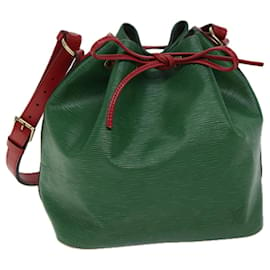 Louis Vuitton-LOUIS VUITTON Borsa a tracolla Epi Petit Noe bicolore verde rosso M44147 LV Aut 70552-Rosso,Verde